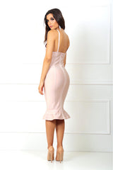 Penelope Blush Fishtail Bandage Dress